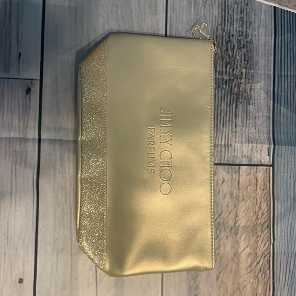 JIMMY CHOO PARFUMS TOILETRY GOLD MAKE UP POUCH , CARRYING CASE  NEW!!!! - Picture 2 of 9